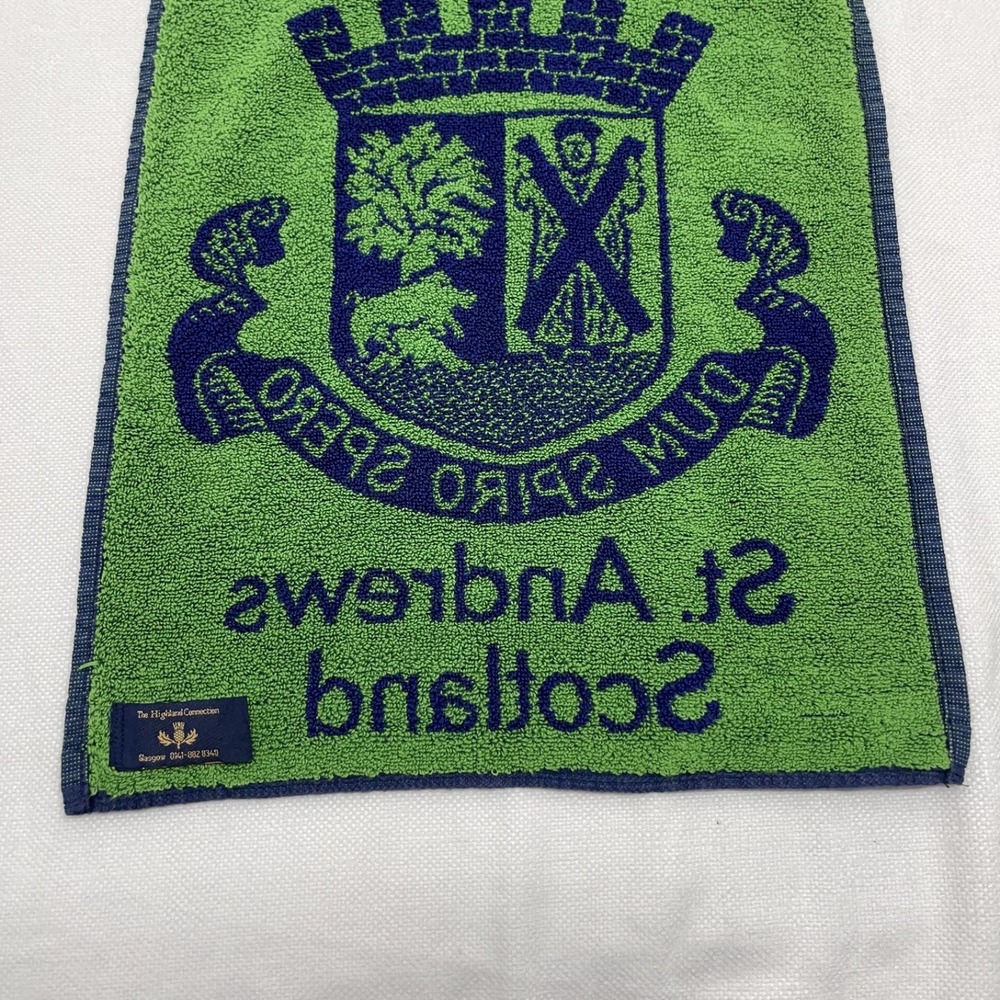 The Old Course St. Andrews Scotland Golf Club Towel Bag Blue Green Vintage - Picture 9 of 9